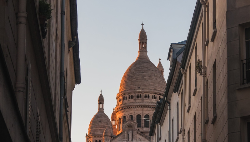 orange, the past, outdoors, no people, place of worship, travel, france, religion, low angle view, city, 4K, belief, love, montmatre, clear sky, hd, paris