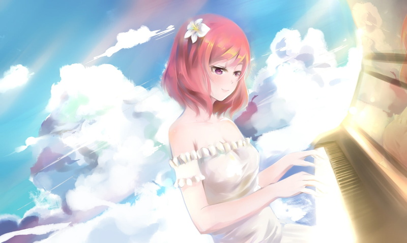 fashion, beautiful woman, sky, adult, casual clothing, indoors, lifestyles, sunlight, flower in hair, beauty, white dress, leisure activity, women, anime girls