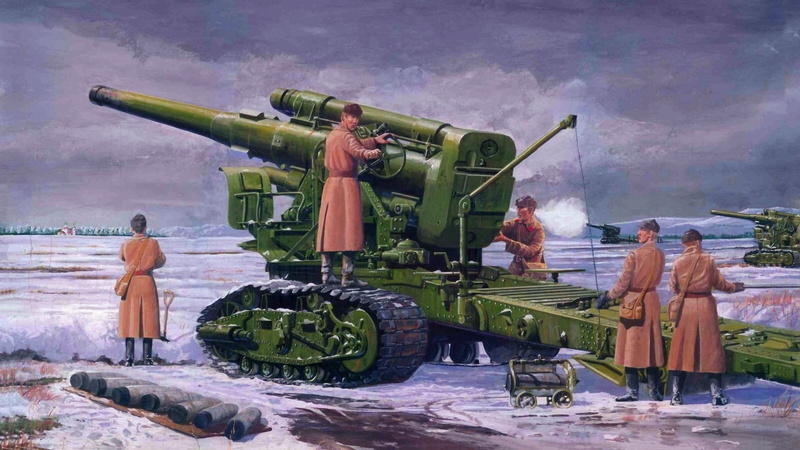 power, howitzer, 4 mm, 1080P, 8 inch, battle., calculation, B-4, leads, Soviet, 203, large, caliber