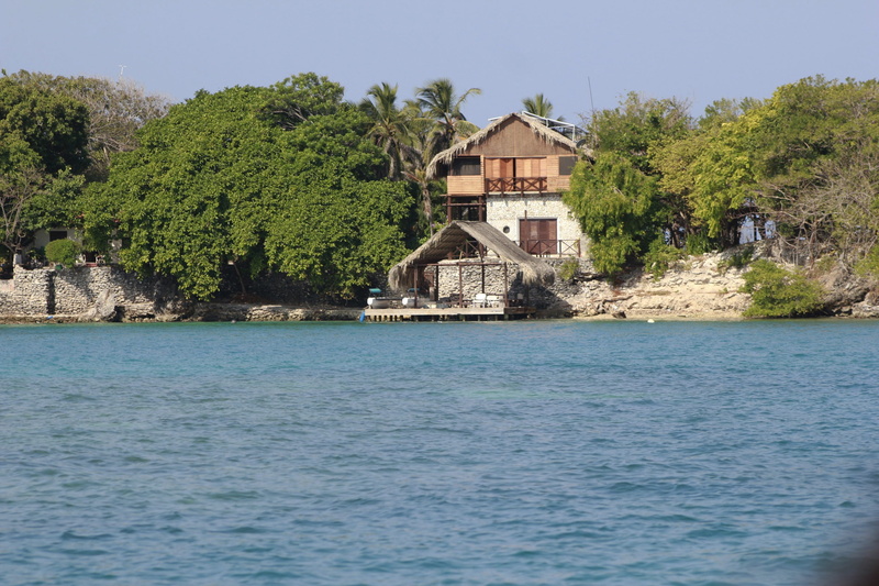 scenics - nature, building exterior, beach, tree, nature, waterfront, architecture, water, outdoors, house, cartagena, sunny, building, no people, Rosario Islands