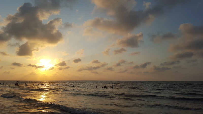 orange color, sea, horizon, sky, no people, tranquil scene, scenics - nature, nature, non-urban scene, cloud - sky, beach, bocagrande, sunset, idyllic
