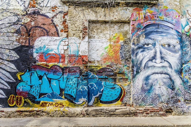 spirituality, painted, city, urban, multi colored, art, face, background, creativity, getsemani, building exterior, graffiti art, male likeness, tags, art and craft
