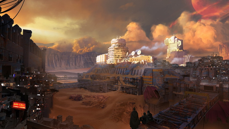 sandstorm, Desert, sky, parabolic, futuristic, fantasy art, artwork, fantasy, antennas, digital art, cities, camp, buildings, planet, sand, 1080P, people