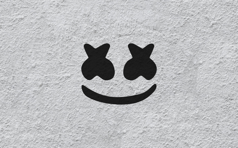 wall - building feature, music, hd, black color, feline, outdoors, animal representation, logo, day, marshmello, emotion, high angle view, 4k, 2K, art and craft