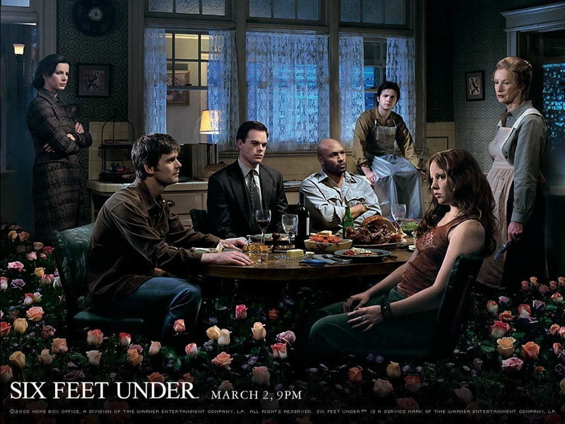 sitting, adult, togetherness, social gathering, group of people, crowd, mid adult, feet, young women, Six Feet Under, food, poster, mature men, glass, food and drink