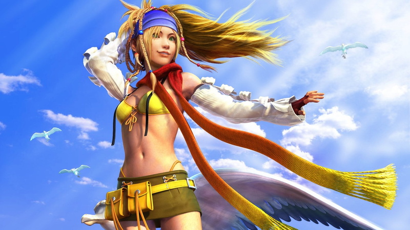 final fantasy x 2, fashion, low angle view, outdoors, females, hairstyle, fun, wind, young adult, blond hair, beautiful people, one person, hair, nature