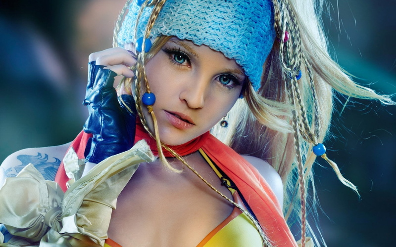 portrait, hat, 1080P, Final Fantasy X-2, hairstyle, beautiful woman, adult, beautiful people, one person, fashion, front view, Rikku (Final Fantasy), human face