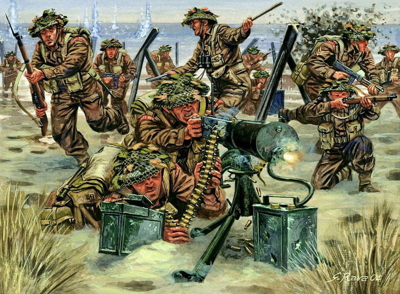 hail, shooting, bullets, squad, art, Giuseppe Rava., Chapter, the battle, WW2, 1080P, commander, landing, explosions, under, shore, soldiers, artist, the