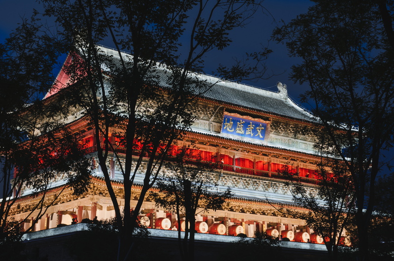 red, no people, 4K, city, trees, text, plant, dusk, building, human, illuminated, person, flagstone, roof, pagoda, worship, pillar, asphalt, tarmac, architecture
