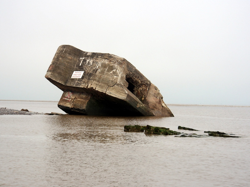 sea, fortification, obsolete, pollution, transportation, shipwreck, ruined, historic, defense, nature, sinking, abandoned, pillbox, concrete, beach, outdoors