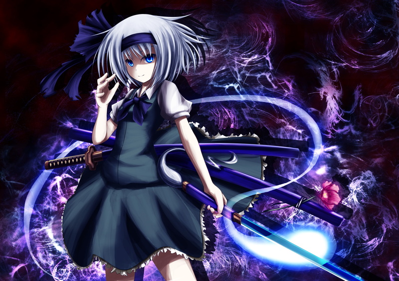 katana, eyes, konpaku, sword, kiddy, weapon, grade, blue, youmu, 1080P, touhou