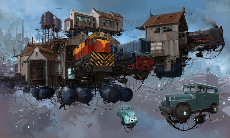 Serie Universo Chatarra, buildings, platform, trains, 1080P, transport