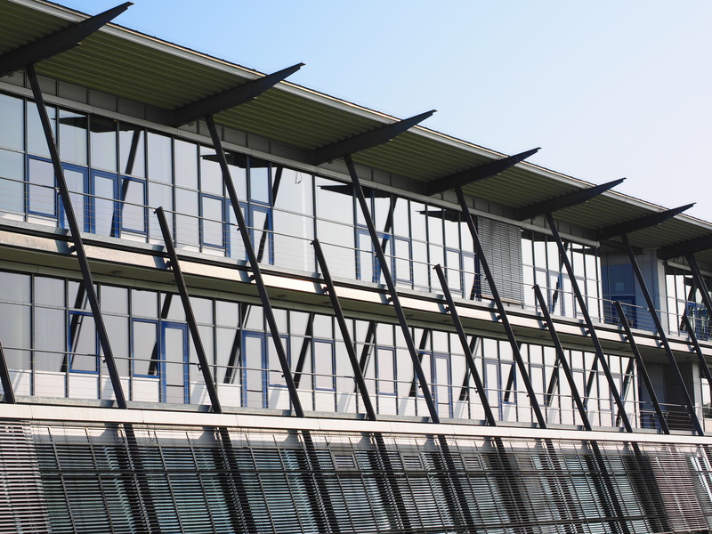 steel, view, low, glass panels, industry, clear sky, alloy, solar, no people, windows, solar energy, electricity, window, modern, technology, angle, facade