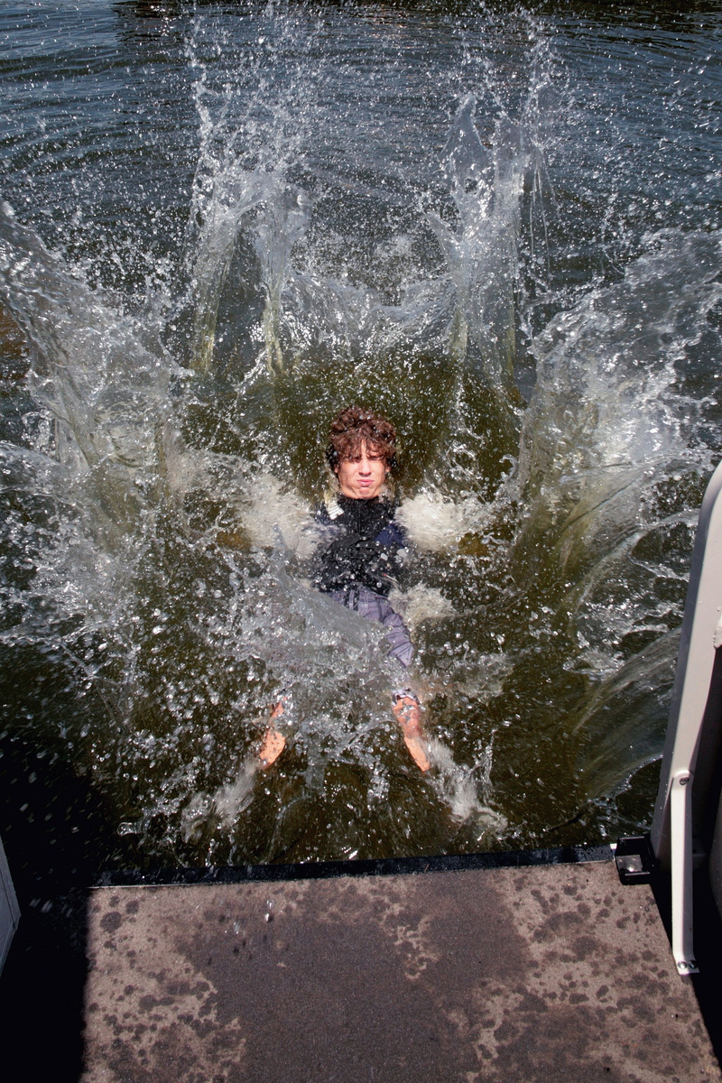 big, men, motion, Fun, Splash, portrait, play, happiness, jumping, front view, childhood, boys, one person, Water, Swimming, 4K, happy, lake, playing