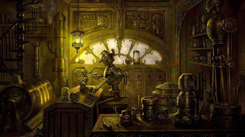 artwork, steampunk, robot, 1080P