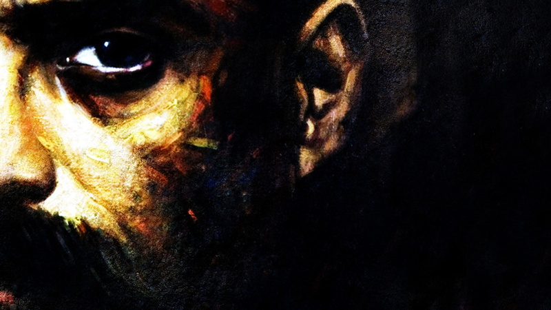 portrait, one person, spooky, Emiliano Zapata, looking at camera, horror, human body part, fear, close-up, body part, night, dark, 1080P, adult, headshot