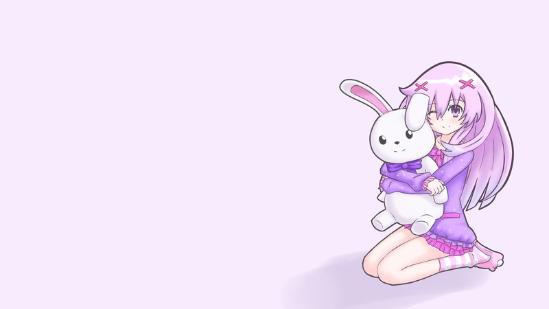 cut out, toy, studio shot, hair, art and craft, hyperdimension neptunia, copy space, purple, bear, nepgear, creativity, ribbon, indoors, representation