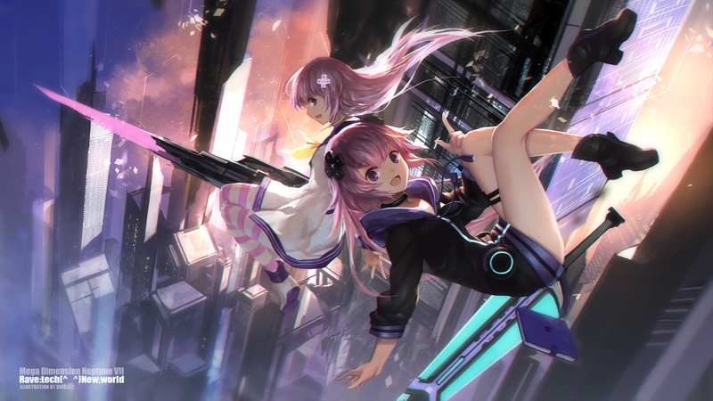 hairstyle, one person, low angle view, indoors, young adult, 1080P, Video Game, lifestyles, Nepgear (Hyperdimension Neptunia), real people, beautiful woman