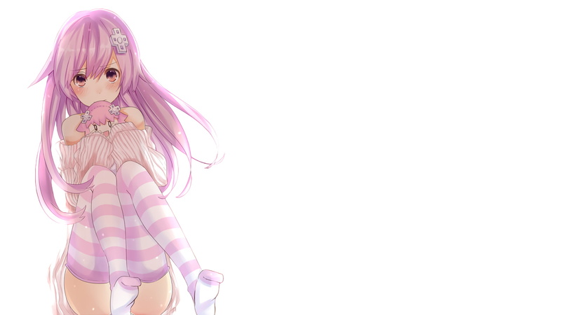 hairstyle, portrait, hair, Anime, women, cut out, females, teenager, 1080P, dyed hair, one person, copy space, hyperdimension neptunia, socks, girls, looking at camera