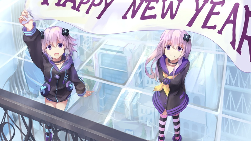 1080P, indoors, people, hyperdimension neptunia, celebration, real people, purple, full length, art and craft, communication, Anime, text, female likeness