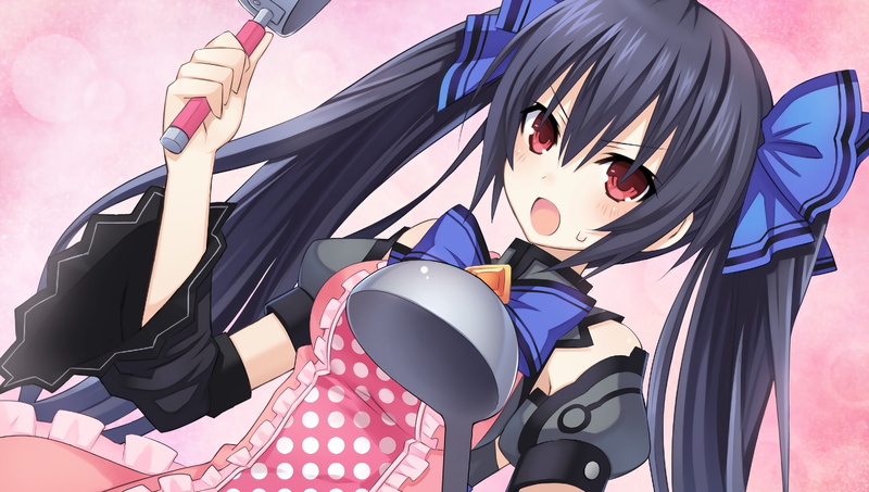 red, tsunako, com, noire, game, blush, neptunia, apron, twintails, hyperdimension, hair, black, eyes, long, konachan, 1080P, 240470