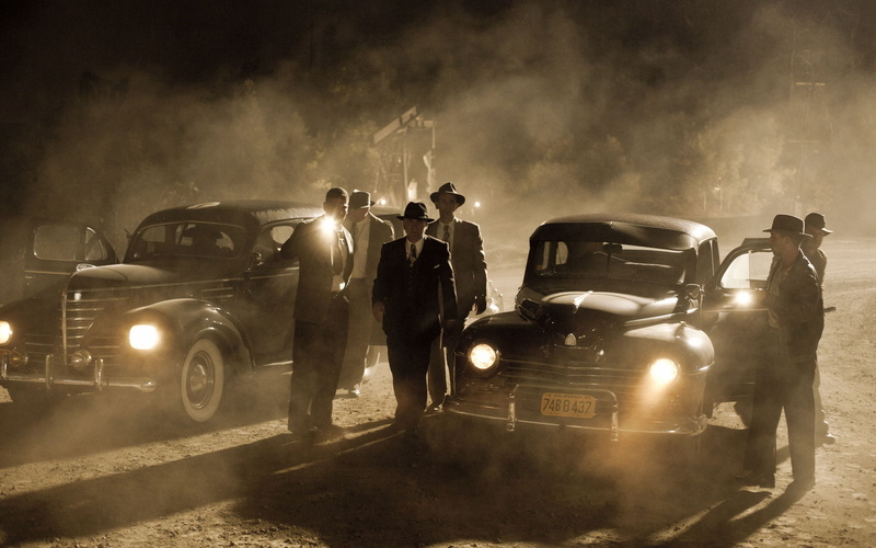 street, motor vehicle, people, television, lights, illuminated, standing, 1080P, actors, cars, L_A_, car, mode of transportation, classic, smoke - physical structure