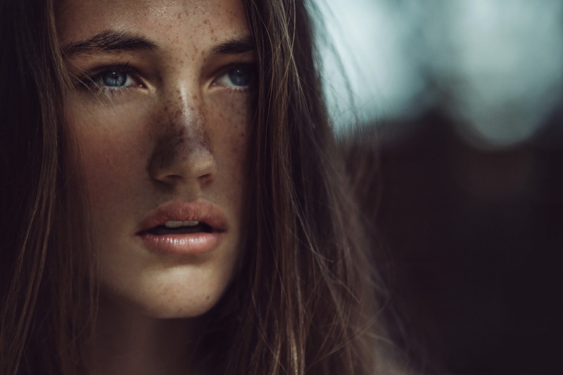 face, human face, freckles, adult, looking away, looking at camera, emotion, contemplation, human body part, closeup, Jean Noir, brunette, open mouth, headshot