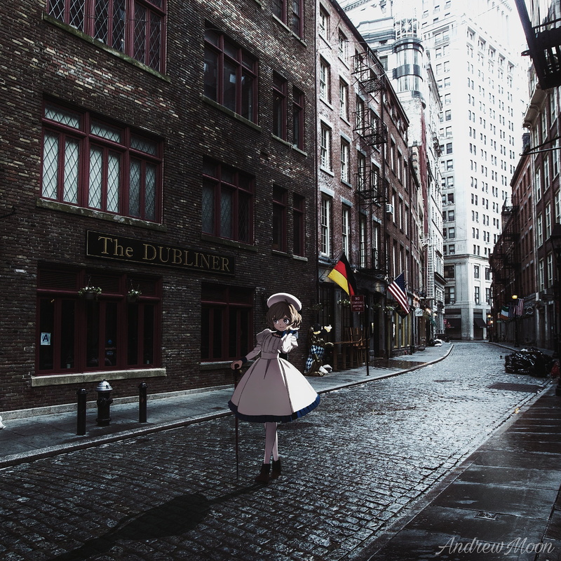 noir, Aleman, city, anime, Kotoko Iwanaga, cityscape, 2K, kyokou suiri, street fashion