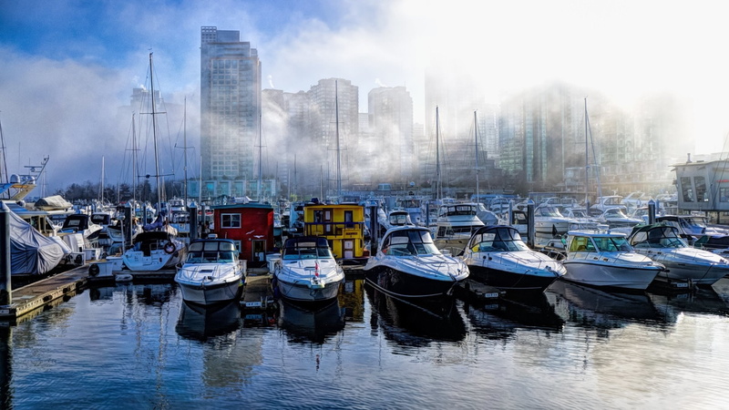 1080P, Man Made, Coal Harbour, Harbor, Boat, Fog