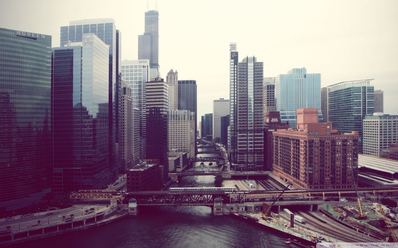 skyscraper, river, photography, Chicago, 1080P, city, road