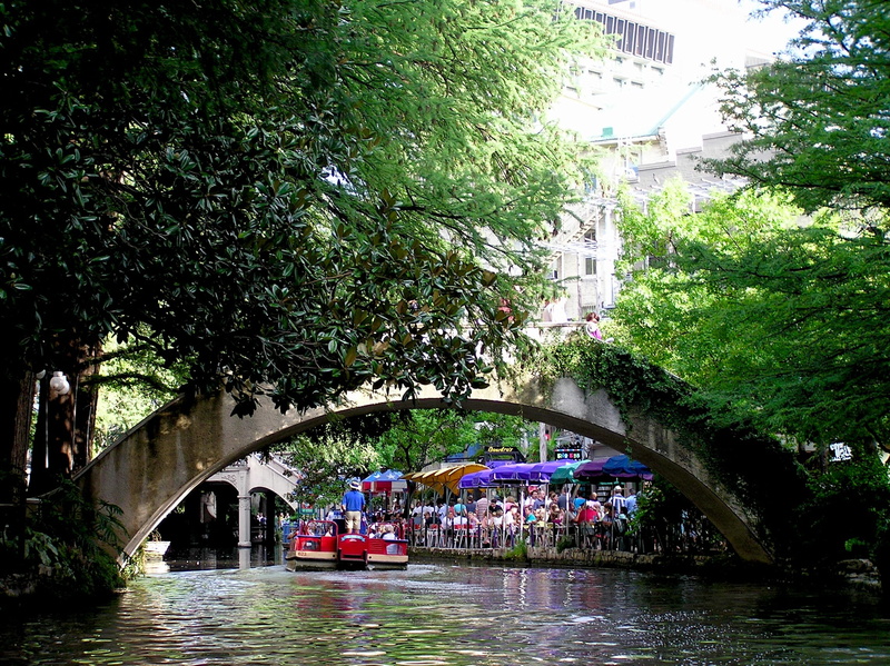 river, building exterior, water, waterfront, transportation, city, architecture, texas, built structure, 1080P, san antonio, plant, bridge, arch, day