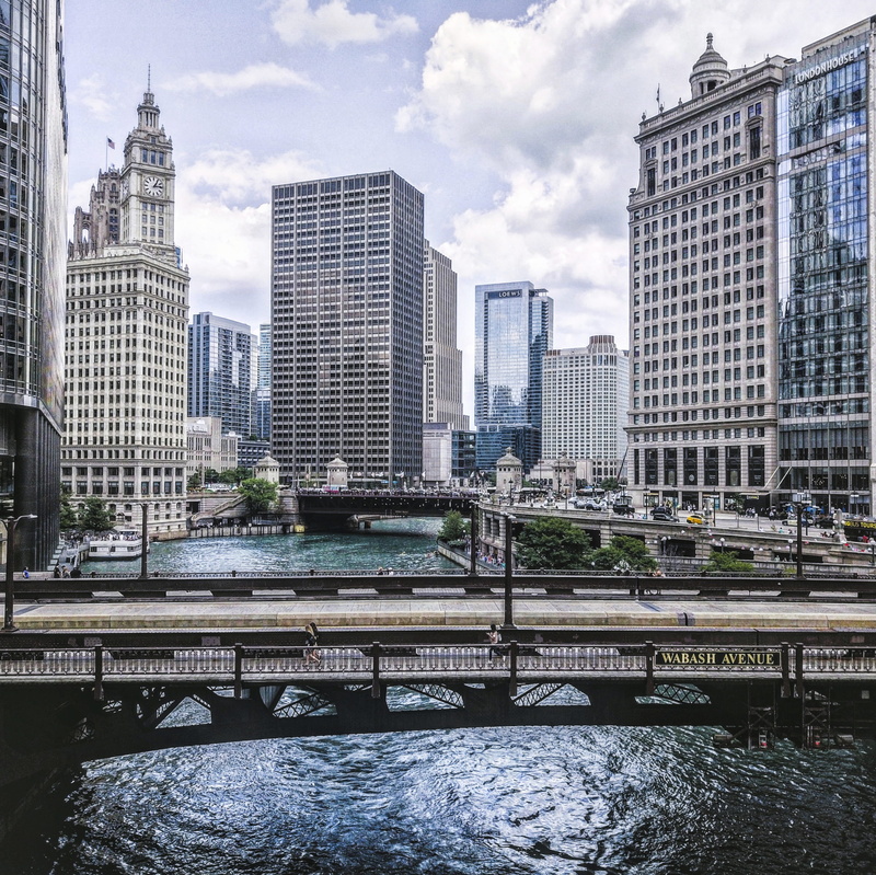 chicago riverwalk, city, outdoors, river, sky, united states, no people, nature, building, tower, tall - high, 2K, transportation, connection, bridge - man made structure