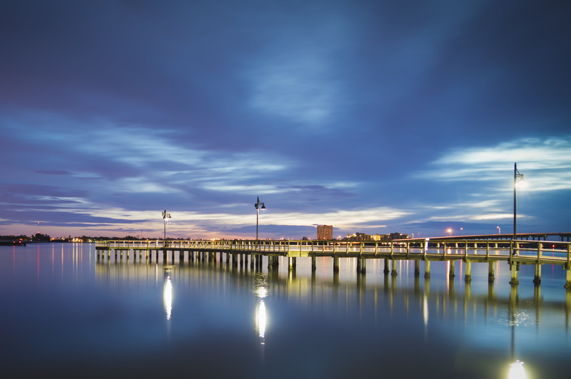 bradenton  florida, night, yellow bridge, Morning, sky, sunset, US, blue, blue sky, longexposure, Reflection, yellow, dusk, 5K, riverwalk, bridge
