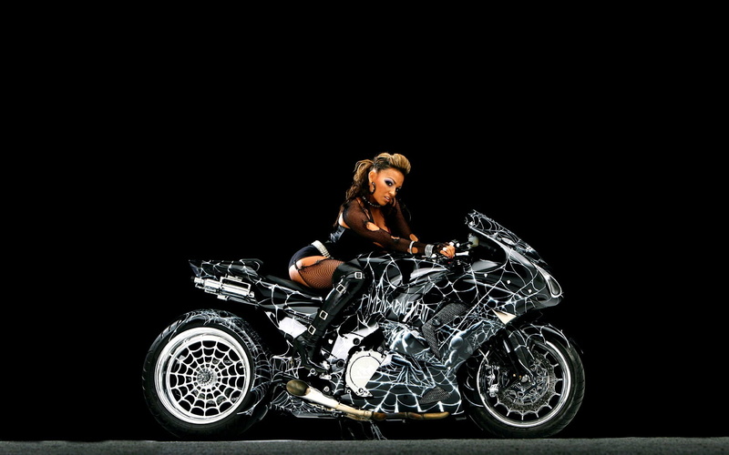 airbrushing, sportbike, illustration, full length, 1080P, girl, competition, speed, young Adult, sitting, beautiful, cycling, stationary, front view, black background