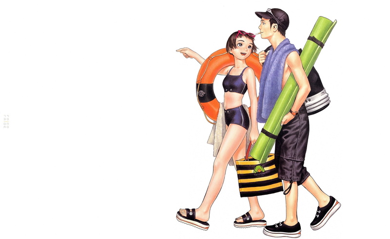 humor, supplies, two people, adult, togetherness, women, young adult, carrying, white background, fun, Lavie, copy space, standing, cut out, Anime, studio shot