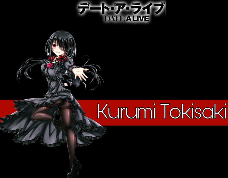 fashion, black hair, real people, Date A Live, red, dress, western script, illuminated, Tokisaki Kurumi, females, black color, 1080P, one person, black dress