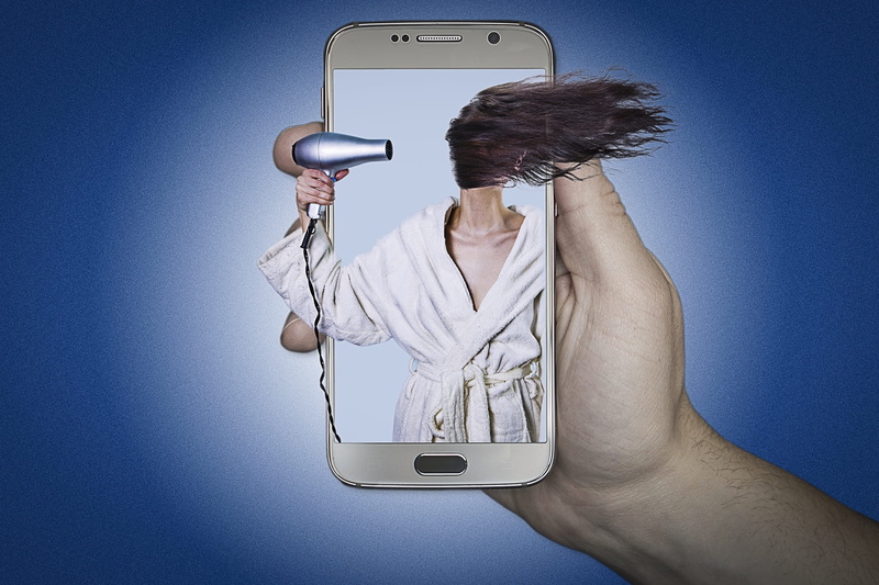 studio shot, smart phone, 2K, portable information device, colored background, phone, front view, mobile phone, hair dryer, wireless technology, manipulation
