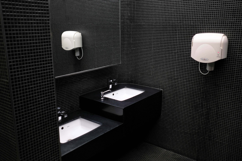 hand, wall, black, table, domestic room, indoors, near, illuminated, electric light, dryer, sink, light, absence, architecture, electric lamp, bathroom