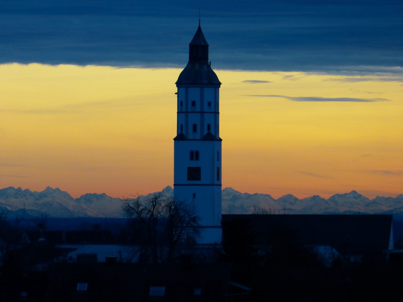 building, building exterior, evening sky, alpenblick, afterglow, Sky, cloud - sky, nature, tower, religion, place of worship, spire, hair dryer, no people