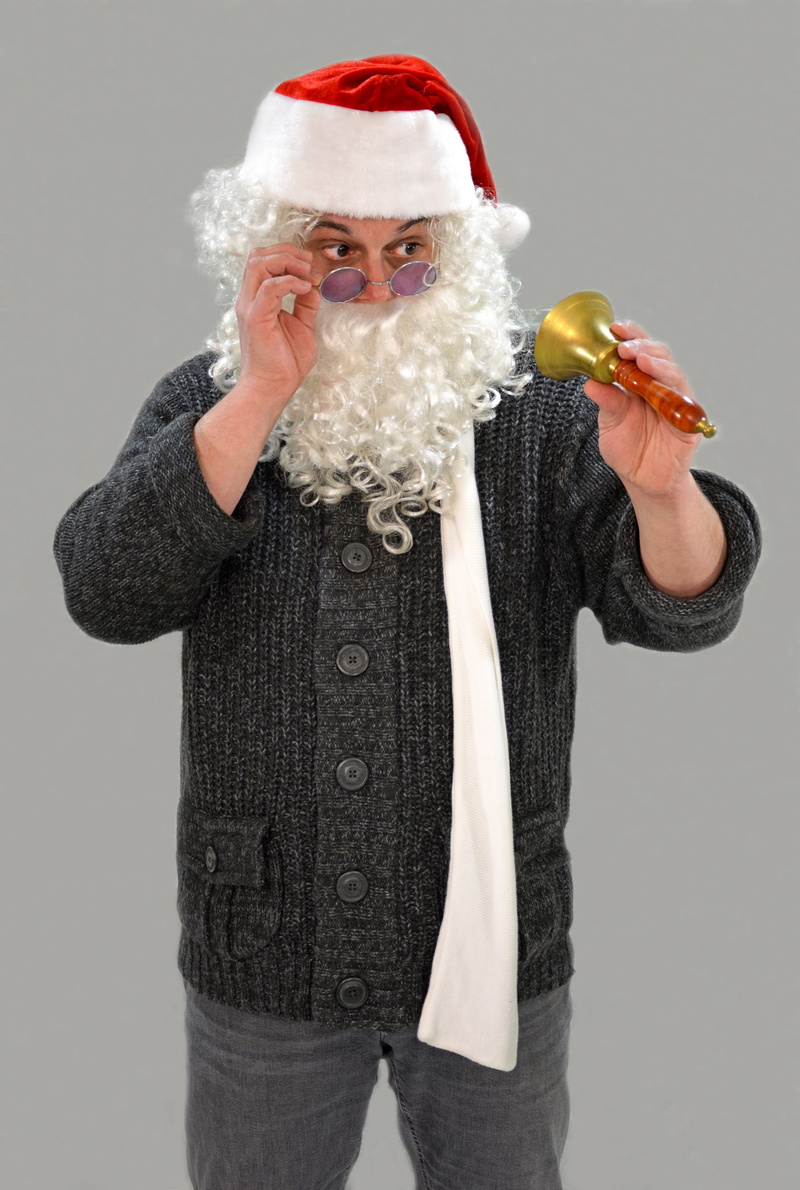 holidays, funny, standing, christmas greeting, ring, indoors, bell, bimmeln, one Person, clothing, festival, males, people, beard, winter, santa Claus