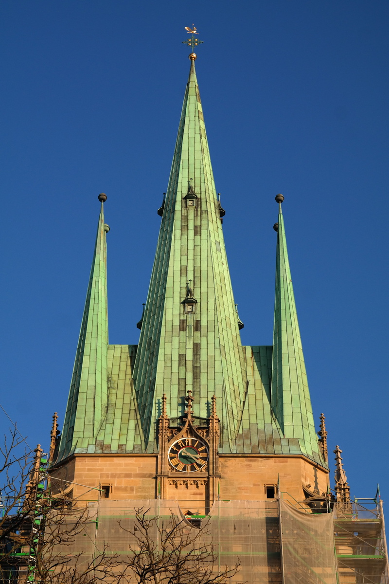 catholic parish, outdoors, low angle view, clear sky, clock, Church Of St George, Church, st georg, catholic, church, catholic garrison church, copper