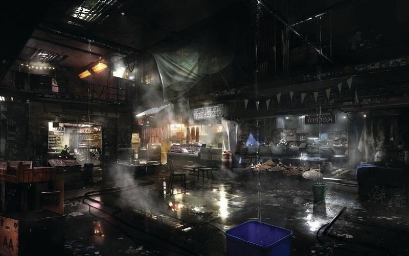 reflection, smoke - physical structure, deus ex cyberpunk science fiction futuristic video games deus ex mankind divided, market, architecture, water, illuminated
