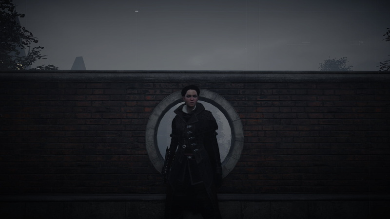 built structure, Evie Frye, hood - clothing, Abstergo, portrait, looking at camera, 1080P, wall - building feature, wall, one person, leisure activity