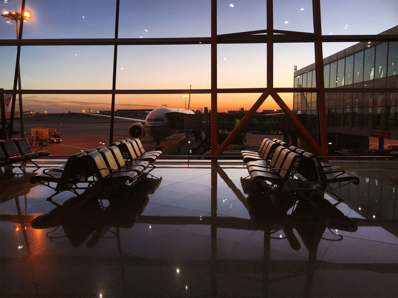 airplane, reflection, no people, departure, waiting, built structure, travel, beijing, airport terminal, glass - material, china, indoors, chair, mode of transportation