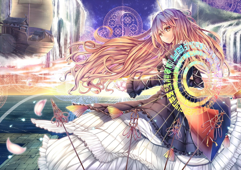 character, outdoors, illuminated, carousel, human representation, craft, representation, amusement park ride, ornate, pattern, female, anime