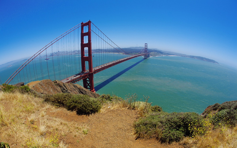 sky, landscape, Golden Gate Bridge, bridge, USA, sea, 1080P
