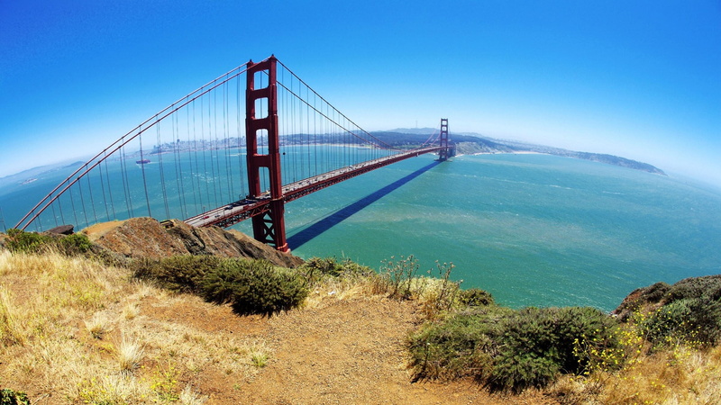 engineering, built structure, transportation, day, 1080P, travel, travel destinations, connection, sky, bay of water, Golden Gate Bridge, architecture