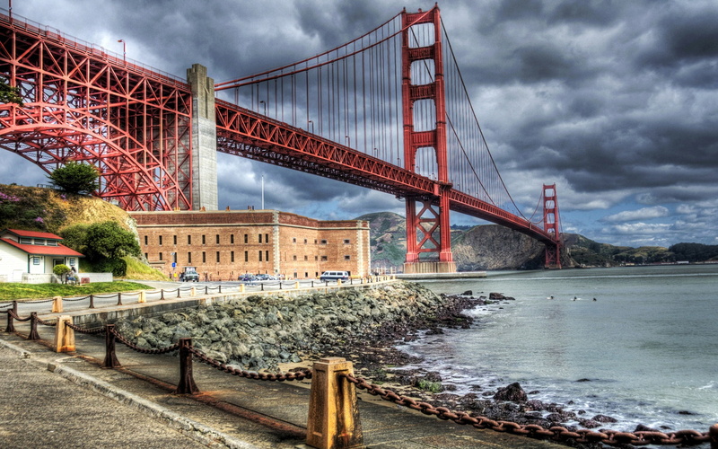 2K, travel, Golden Gate Bridge, bridge - man made structure, tourism, nature, cloud - sky, river, built structure, connection, outdoors, day, water, HDR