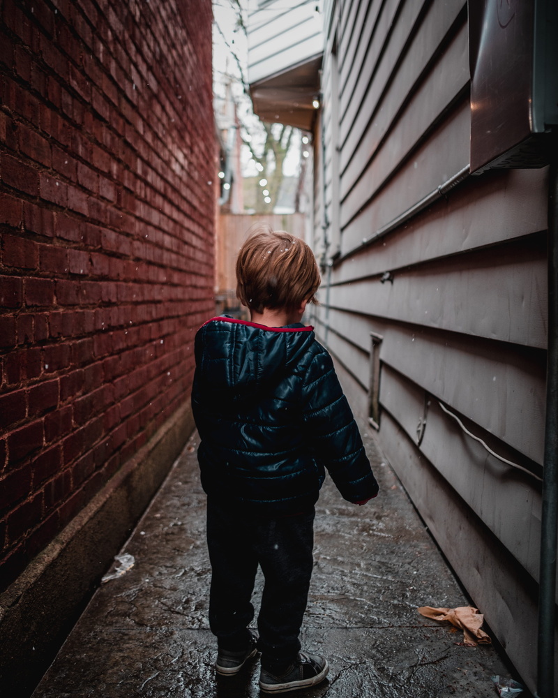boys, men, moody, red, alley way, dark, real people, 4K, cold, middle, urban, hairstyle, home, focus, brick wall, child, wall, lifestyles, built structure