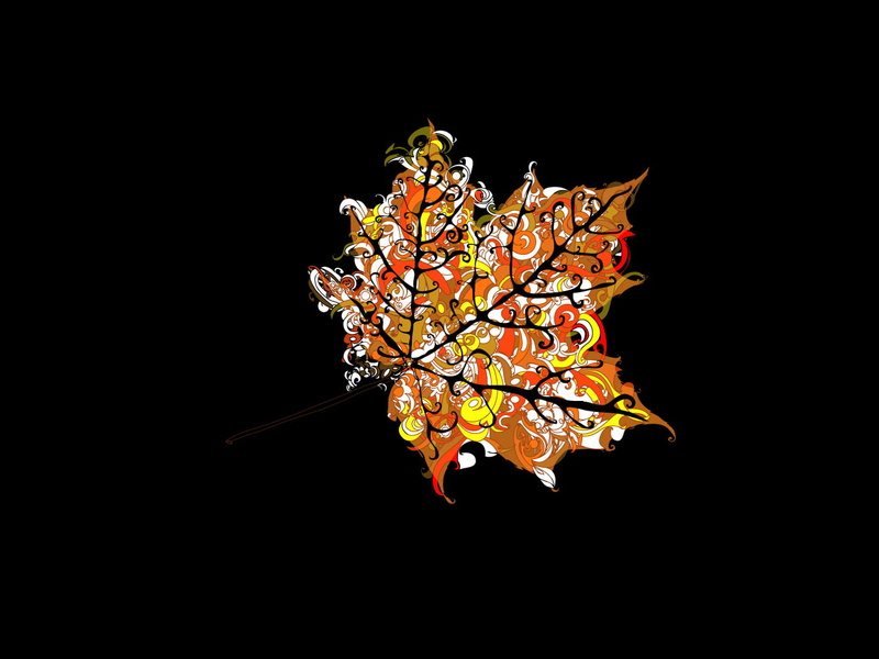 vector, nature, indoors, abstract, decoration, maple, representation, brown, black background, yellow, no people, leaf, art and craft, pattern, cut out